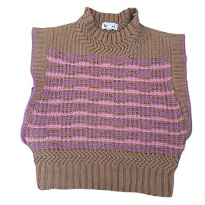 &merci Brown and Pink Striped‎ Sweater, Cropped, Size Small, Like New Sweater